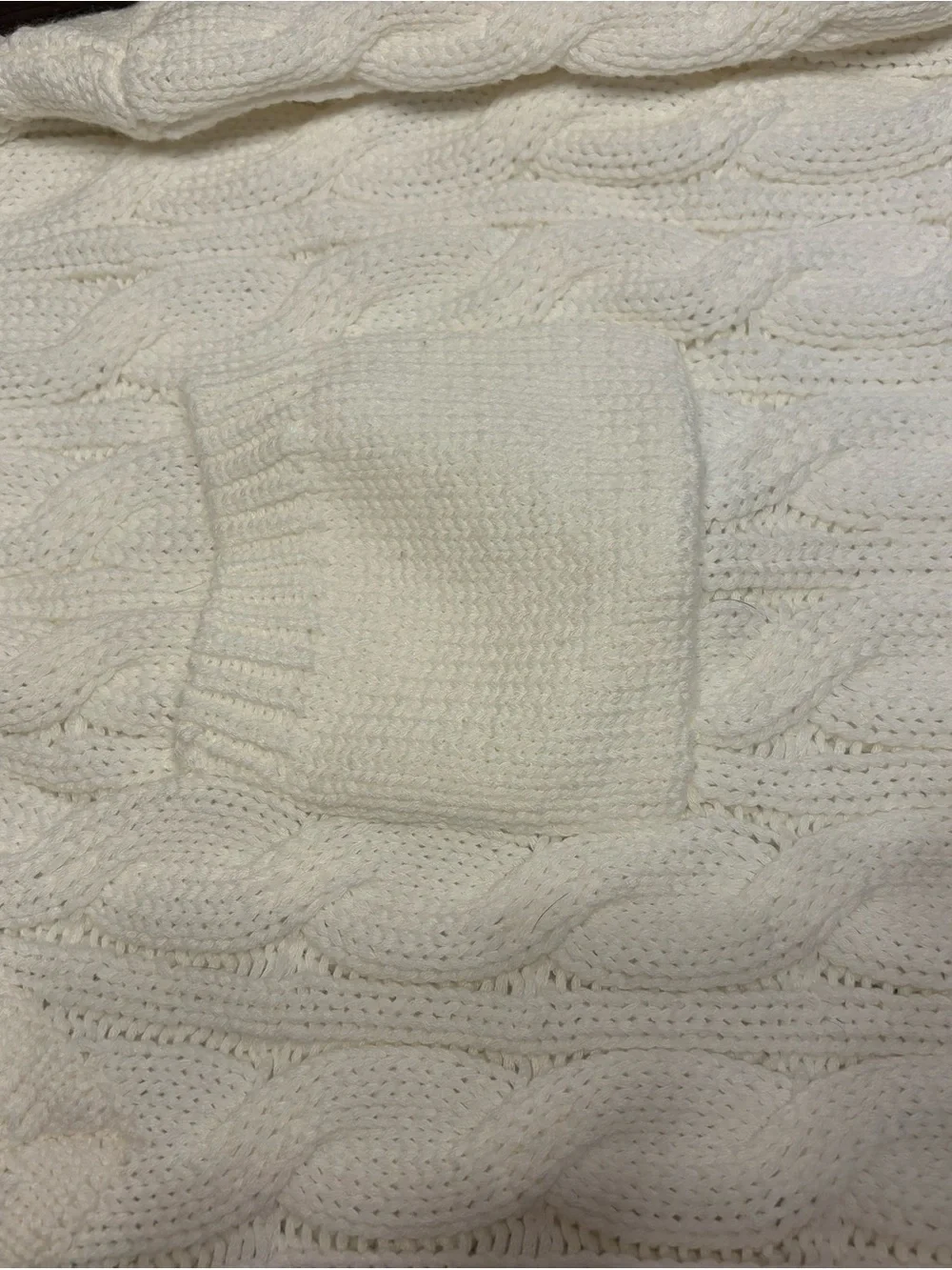 BOHO Style POL Brand Off White Cable-Knit Hooded Turtleneck Sweater